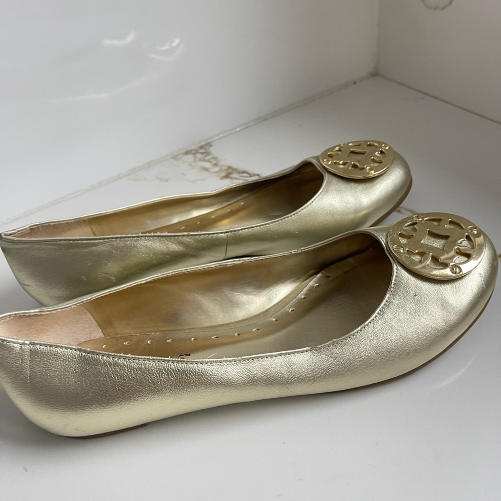 BCBGirls Metallic Gold ballet flats size 8 - Picture 2 of 5